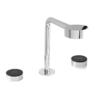 Three hole Washbasin Faucet, Shinny Chrome\ Matte Black Color, Depth 19.1 cm, Height 21.3 cm