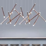 نجف أكريليك ذهبي، 24 لمبة ليد  ارتفاع من 55 إلى 150 سم قابل للتعديل حسب الرغبة