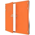 Fire door SFFECO  stainless steel  without Window  Model SF/DD  Double Door leaf size 1900×1950    mm  Color Orange