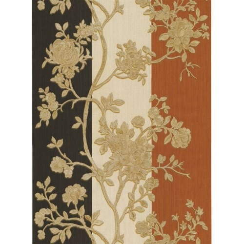 Floral Italian Paper Wallpaper 10m×0.70m Beige with Red and Black | Balbaid Decor Company