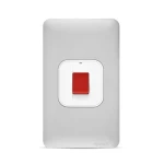 مفتاح مكيف 45 أمبير ثنائي القطب مع مؤشر ليد، لون فضي فاتح، مقاس 7×14 سم، 250 فولت | سبكترا