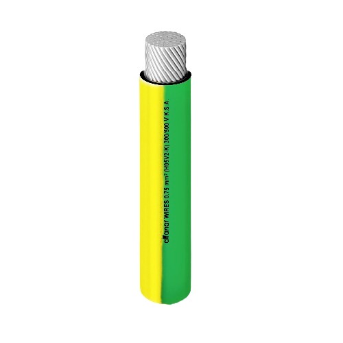 Single Flexible Copper Core Cable PVC 70ºC 0.75 mm² 600/1000 Volt Yellow with Green, 300 Feet | Al Fanar