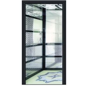 Elevator Cabin Islamic Patterned Silver Stainless Steel, Half Mirror, Black Corners, Unique Islamic Motifs Flooring | 272-1