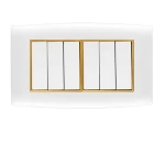 مفتاح كهرباء سداسى 10 امبير أمنية الفنار مقاس 14×7 سم اللون ابيض بحلقة ذهبى