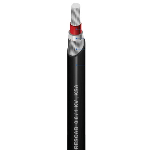كيبل كهرباء 50 مم 0.6/1 كيلو فولت مدرع AWA، 1 خط، المنيوم مجدول، عزل PVC، لون احمر، 1000 م | رسكاب