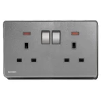 فيش مزدوج 13 امبير مع مفتاح تشغيل ومؤشر ضوئي نيون، رمادي داكن، 86×146مم، 250 فولت، ماركة سيمنز (دلتا أرينا)