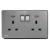 فيش مزدوج 13 امبير مع مفتاح تشغيل ومؤشر ضوئي نيون، رمادي داكن، 86×146مم، 250 فولت، ماركة سيمنز (دلتا أرينا)