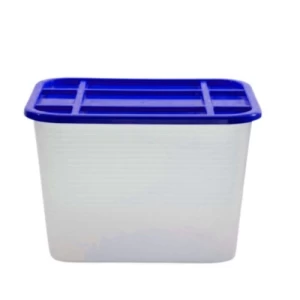 صندوق تخزين شبكة بلاستيك HDPE 17×44×64 سم أبيض مع غطاء أزرق | مصنع الفريدي للصناعات البلاستيكية