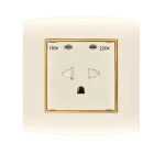 فيش كهرباء ثلاثي الفتحات 16 أمبير الفنار موديل أمنية المقاس  7x7 اللون بيج بحلقة ذهبى