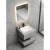 Single Basin Artificial Marble Bathroom 60 cm, Laser Basin with LED Mirror, Leaden With White Veins