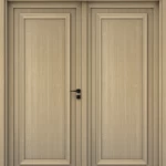 باب خشب طبيعي مزدوج بتصميم فاخر، لون بيج، مقاس 220 × 235 سم، موديل EX07