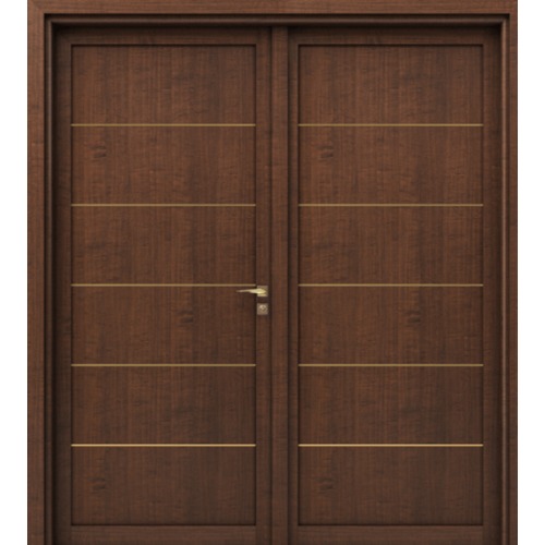 Premium Double Wooden Door GM01 220x235cm Dark Brown Classic Fireproof Insect-Resistant Waterproof Entryway