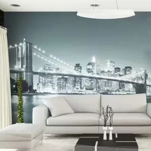 صورة جدراية تصميم مدن، المقاس 300 سم× 280 سم، لون رمادي | 