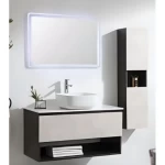 Bathroom Cabin Sink with Mirror, 100 cm, Black and White Color
