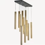 Ceiling Hanging Lamp, Stylish Design, Length 65 cm, Width 35 cm, Height 59 cm, Black and Gold
