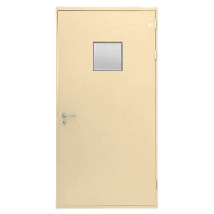 Fire Door Cold Rolled Steel 1950×900 mm Beige, Square Glass Window | SFFECO
