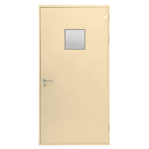 Fire Door Cold Rolled Steel 1950×900 mm Beige, Square Glass Window | SFFECO
