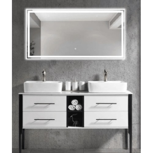 Ceramic Marble Top Decorative Washbasin 140 cm White with Wooden Cabinet | Al Muhaidib Sanitary and Ceramic