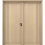 ابواب مزدوجة من الخشب البلاستيكي المركب (WPC)، خشب فاتح، مقاس 220 × 235 سم، سماكة 6 سم، موديل WPC-BM02