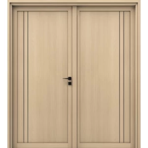 Double Doors Wood Plastic Composite (WPC) 220x235 cm, 6 cm Thick, Light Wood | WPC-BM02