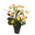 Artificial calendula plant, dimensions 45 cm, green with yellow color