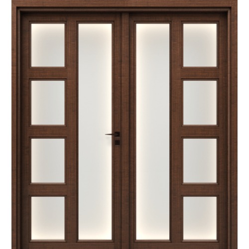 Double Wood Door Premium Classic Design 220×235 cm Dark Brown | YT-72401653
