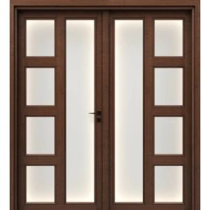 Double Wood Door Premium Classic Design 220×235 cm Dark Brown | YT-72401653