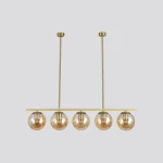 Pendant Light, Gold Color, Size 90x21 cm, Cable Length 1075 mm, 5 Bulbs