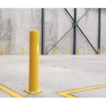 Vertical  Galvanized Steel Crash Bollard, 4 inch, Height  120 cm, Yellow Color