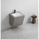 Ceramic Basin Artificial Marble Sink, 50×50×58 cm, Grey Color