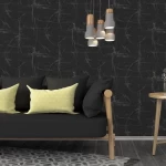 ورق جدران نقشات مقاس 15.6 م×100 سم، لون اسود نقشات بيج