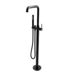Floor Standing Shower Mixer With Movable Handle 110.8×25.2×19.2 cm, Matt Black