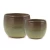 Ceramic plant pot, round shape, size 14.3x18 cm, olive green with brown color