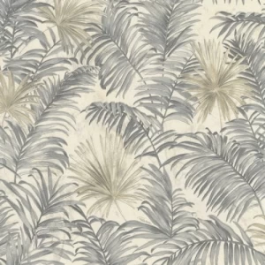 Italian Wallpaper Leaf-Patterned Design Pale Gray, Size 10mx0.70m, Model rc16095 | Balbaid Decor Company