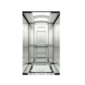 Gearless Overhead Elevator, Arched Stainless Steel Ceiling, Etched Mirror Wall, PVC Floor, 8-Person, 630 KG Load, 1.5 m/s Speed | 