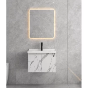 Wooden Single Basin Bathroom Wash Basin 60×48×45 cm Marbled White | Algafary Sanitary ware