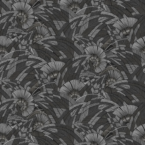 Wallpaper Leaves Design Size 1.005x53 cm Black Color, Model Tribute | Abyat Company