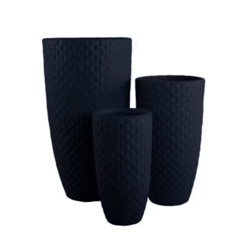 أصيص فايبر جلاس 41.5×41.5×76.5 سم، لون أسود | مؤسسة زهرة الريان