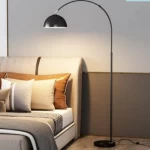 Modern Stand Table Lamp, Black Finish, Marble Base, 177 cm Height, 30 cm Diameter
