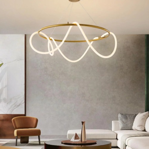 LED Strip Light Chandelier Diameter 90 cm Gold Color | Matkel Store