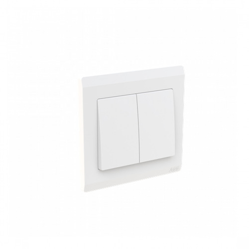 Electrical Switch 2 gang 1 way 10 Amp 7x7 cm White | ABB Green Home Trading
