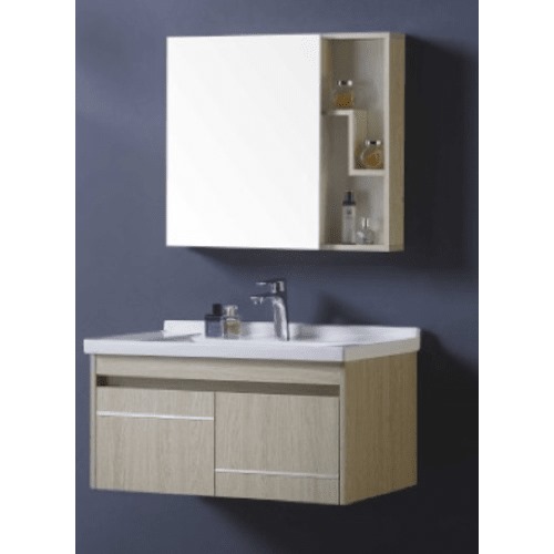 Decorative Washbasin 80 cm Light Woody with Wooden Cabinet & Mirror | Al Muhaidib Sanitary and Ceramic