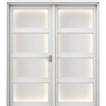 Premium Luxury Double Wooden Entrance Door, Size 220 × 235 cm, 6 cm Thickness, Wooden White, Model GPR01
