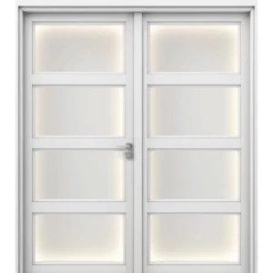 Premium Luxury Double Wooden Entrance Door 220×235 cm, 6 cm Thickness, Wooden White | 