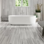 بلاط بورسلان مطفي مقاس 120 ×23 سم، لون رمادي ، موديل رووز وود