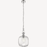 White ceiling pendant, modern design, dimensions 25x25x149 cm