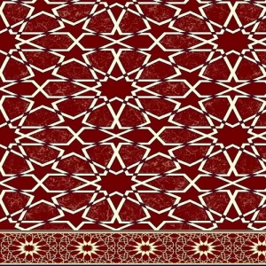 سجاد الصلاة لون أحمر، طول الخيط 12 ملم، تصميم إسلامي، موديل Doha | 
