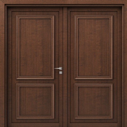 Double Wooden Entrance Door Premium, Size 220 × 235 cm, Dark Brown, Thickness 6 cm | EX02