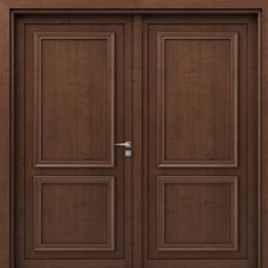 Double Wooden Entrance Door Premium, Size 220 × 235 cm, Dark Brown, Thickness 6 cm | EX02