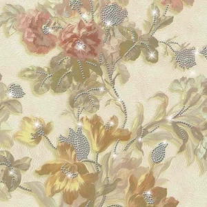 Floral Wallpaper 10 m x 0.70 m Beige Color, Model 13071 | Balbaid Decor Company